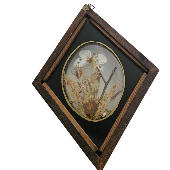 Vintage Framed Butterfly & Dried Flower Display Wall Art - Picture 1 of 2